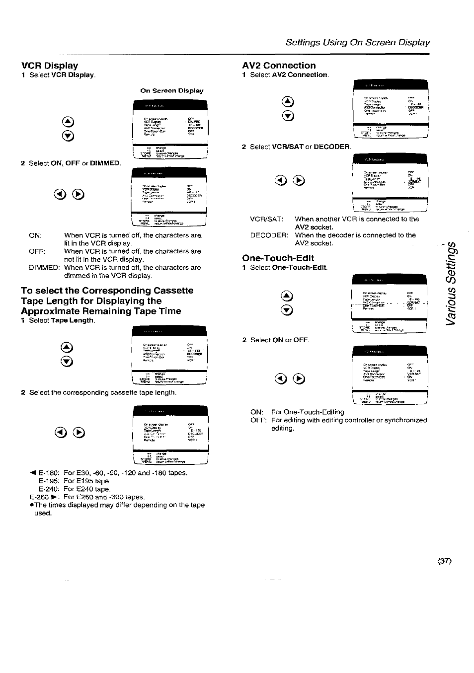 Av2 connection, One-touch-edit | Panasonic NV-SD450B User Manual | Page 37 / 48