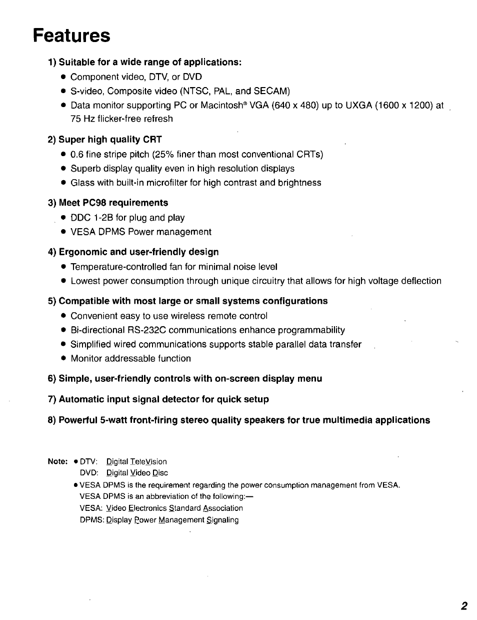 Features | Panasonic DT2750MS User Manual | Page 3 / 48