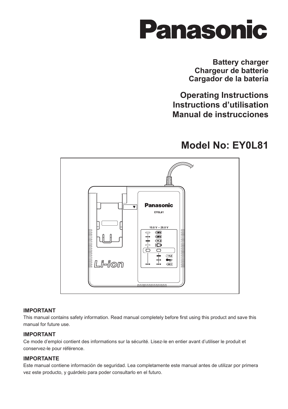 Panasonic EY0L81 User Manual | 20 pages