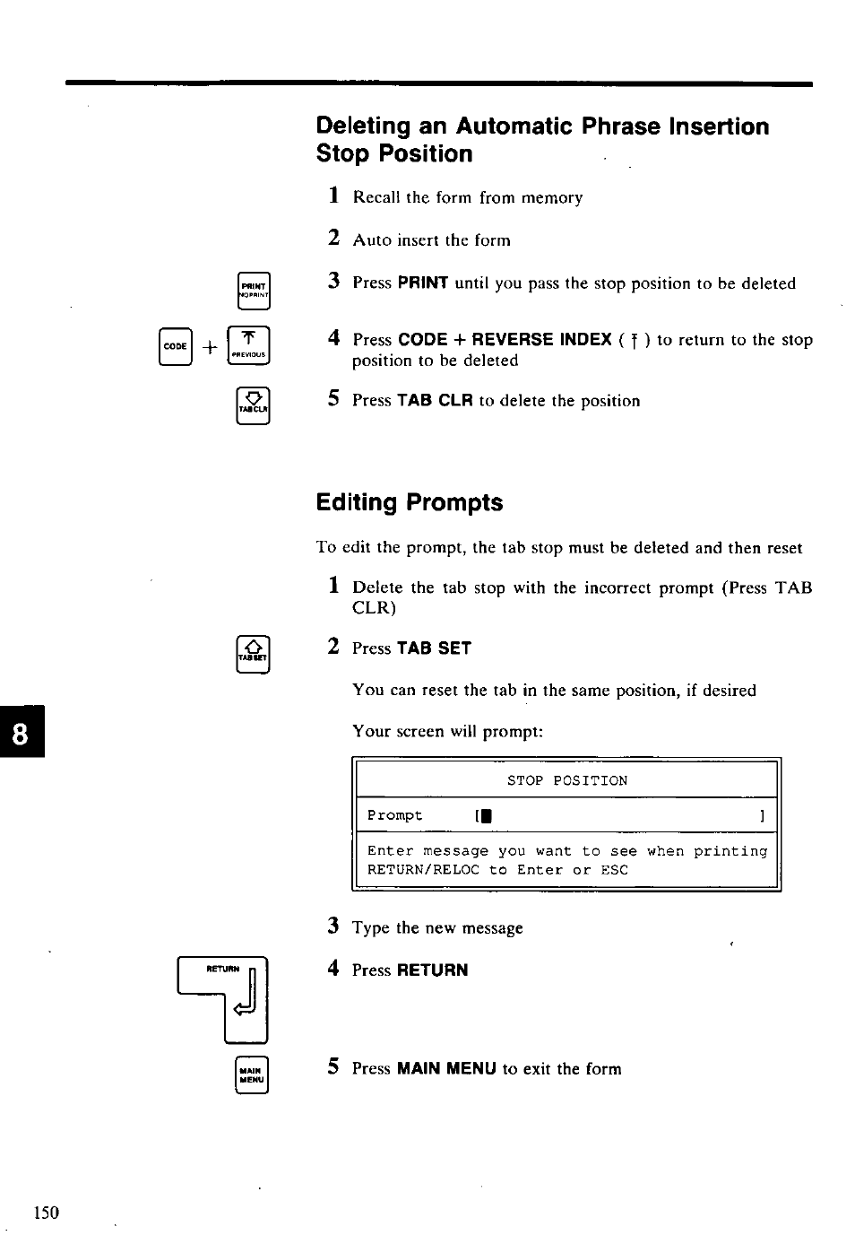 Editing prompts | Panasonic KX-E2500 User Manual | Page 160 / 252