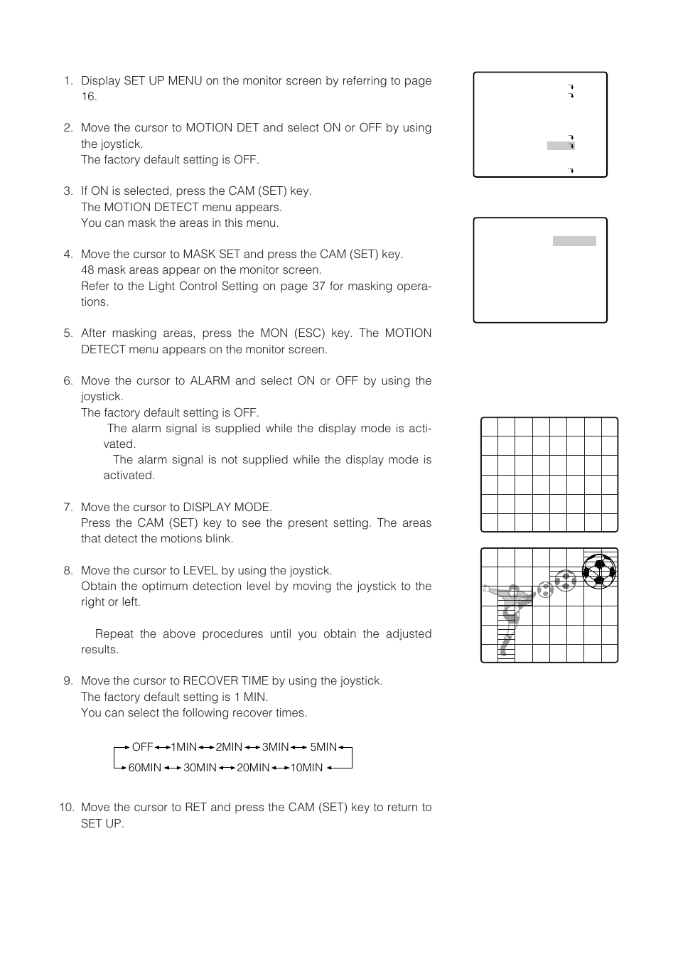 Motion detector (motion det) | Panasonic WV-CW864 User Manual | Page 42 / 60
