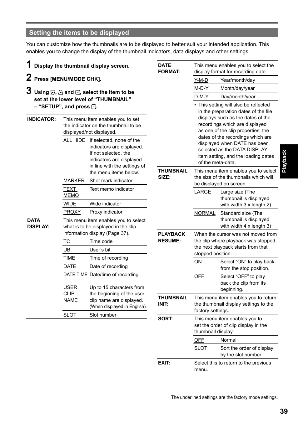 Setting the items to be displayed | Panasonic P2HD AG-HPG20P User Manual | Page 39 / 120