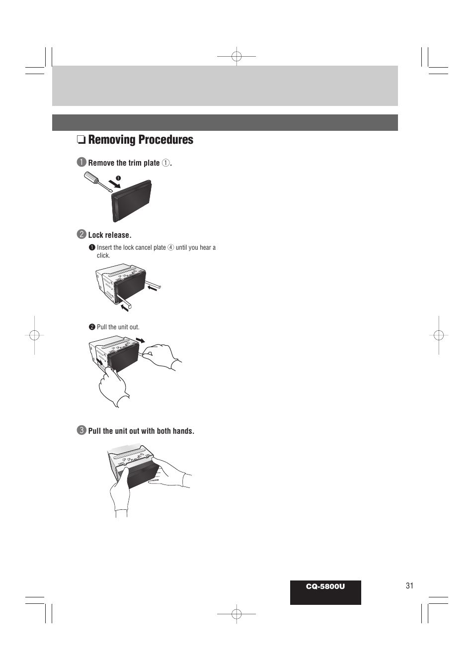 Removing procedures | Panasonic CQ-5800U User Manual | Page 31 / 48
