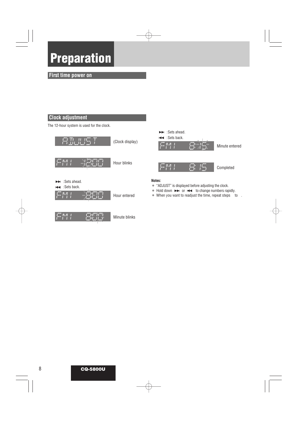 Preparation | Panasonic CQ-5800U User Manual | Page 8 / 48