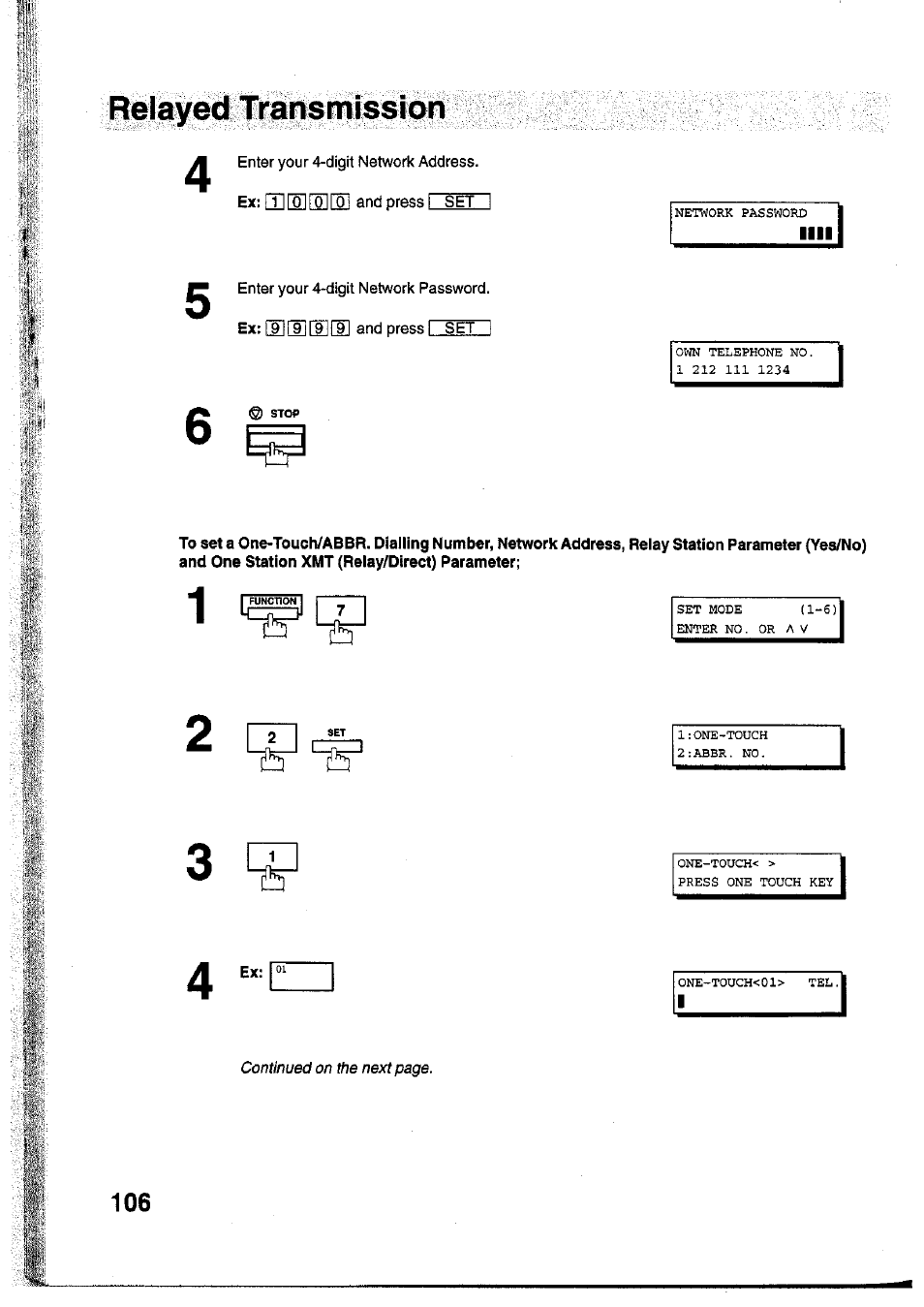 Relayed transmission | Panasonic Panafax UF-755 User Manual | Page 108 / 148