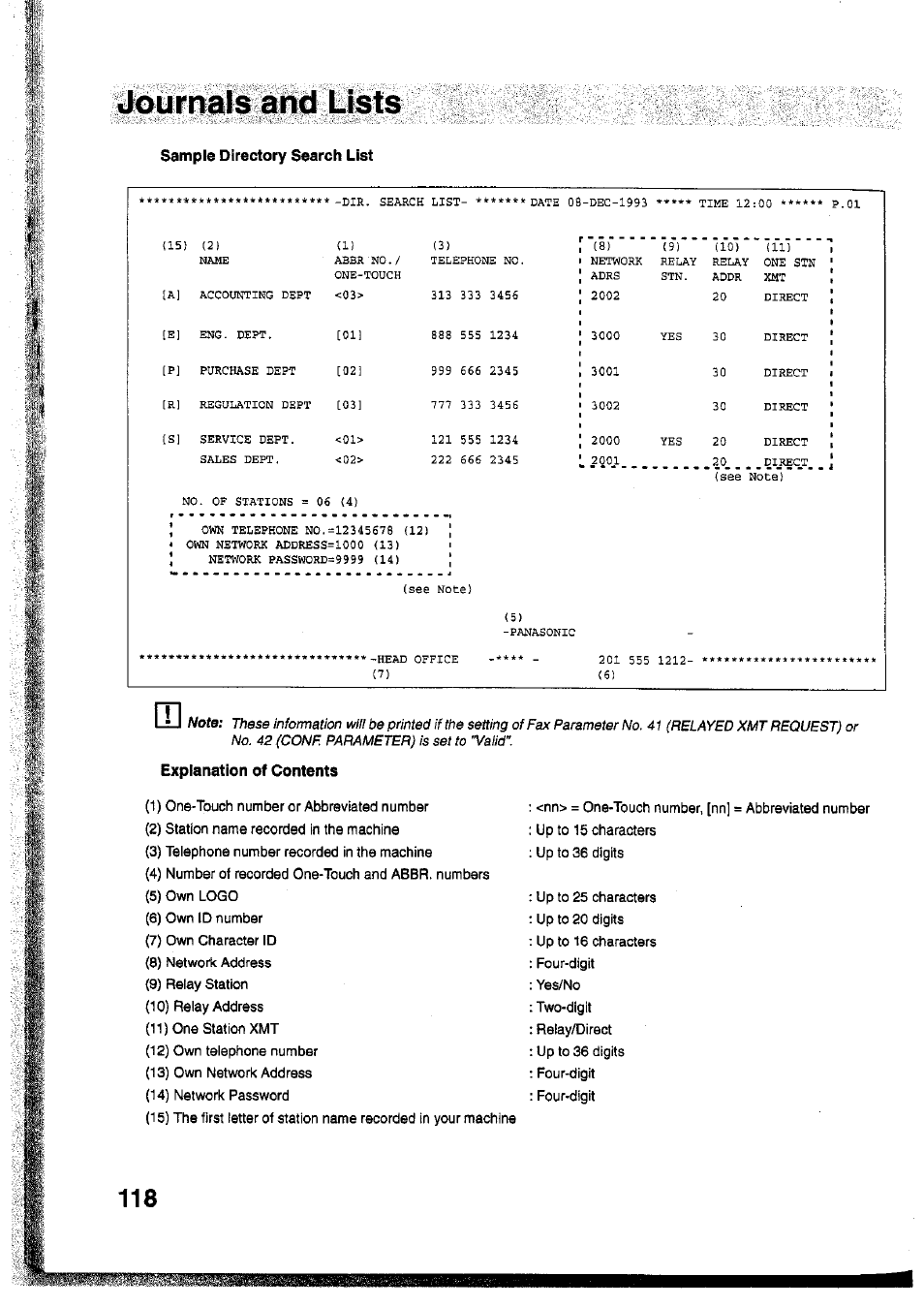 Explanation of contents | Panasonic Panafax UF-755 User Manual | Page 120 / 148