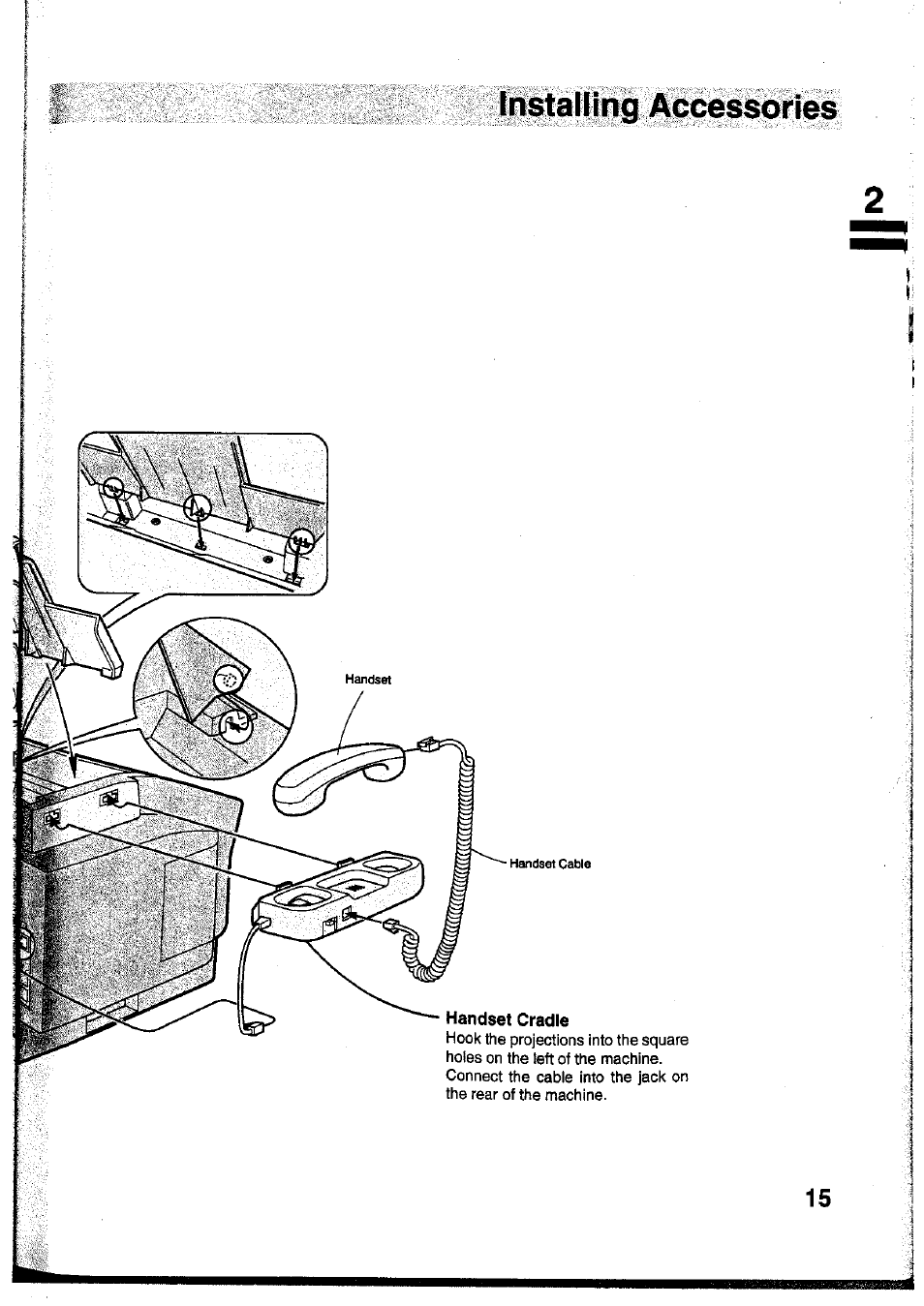 Handset cradle | Panasonic Panafax UF-755 User Manual | Page 17 / 148