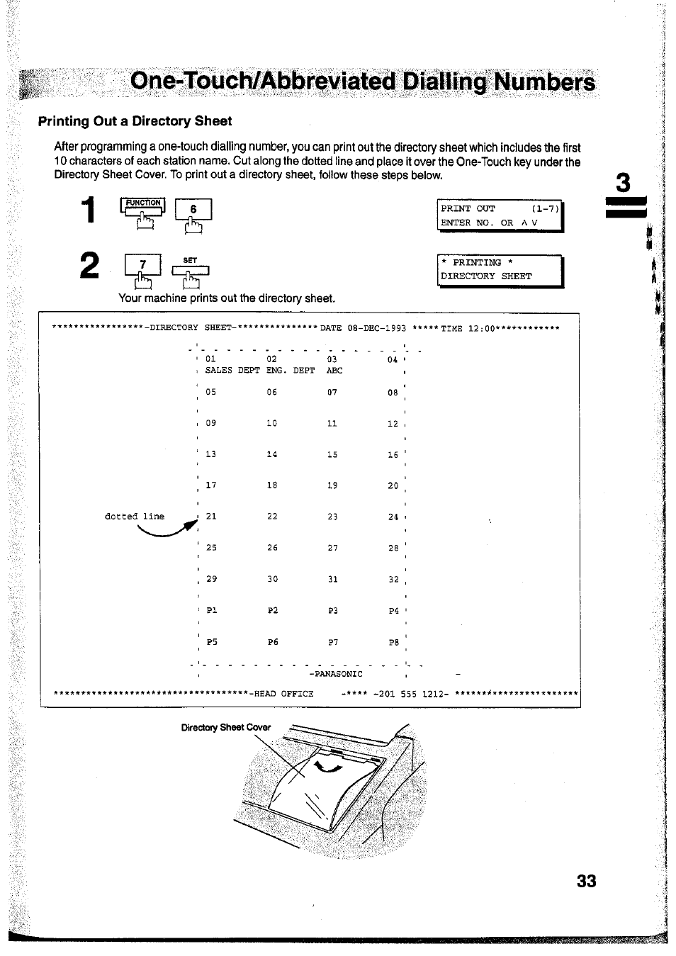 Printing out a directory sheet | Panasonic Panafax UF-755 User Manual | Page 35 / 148