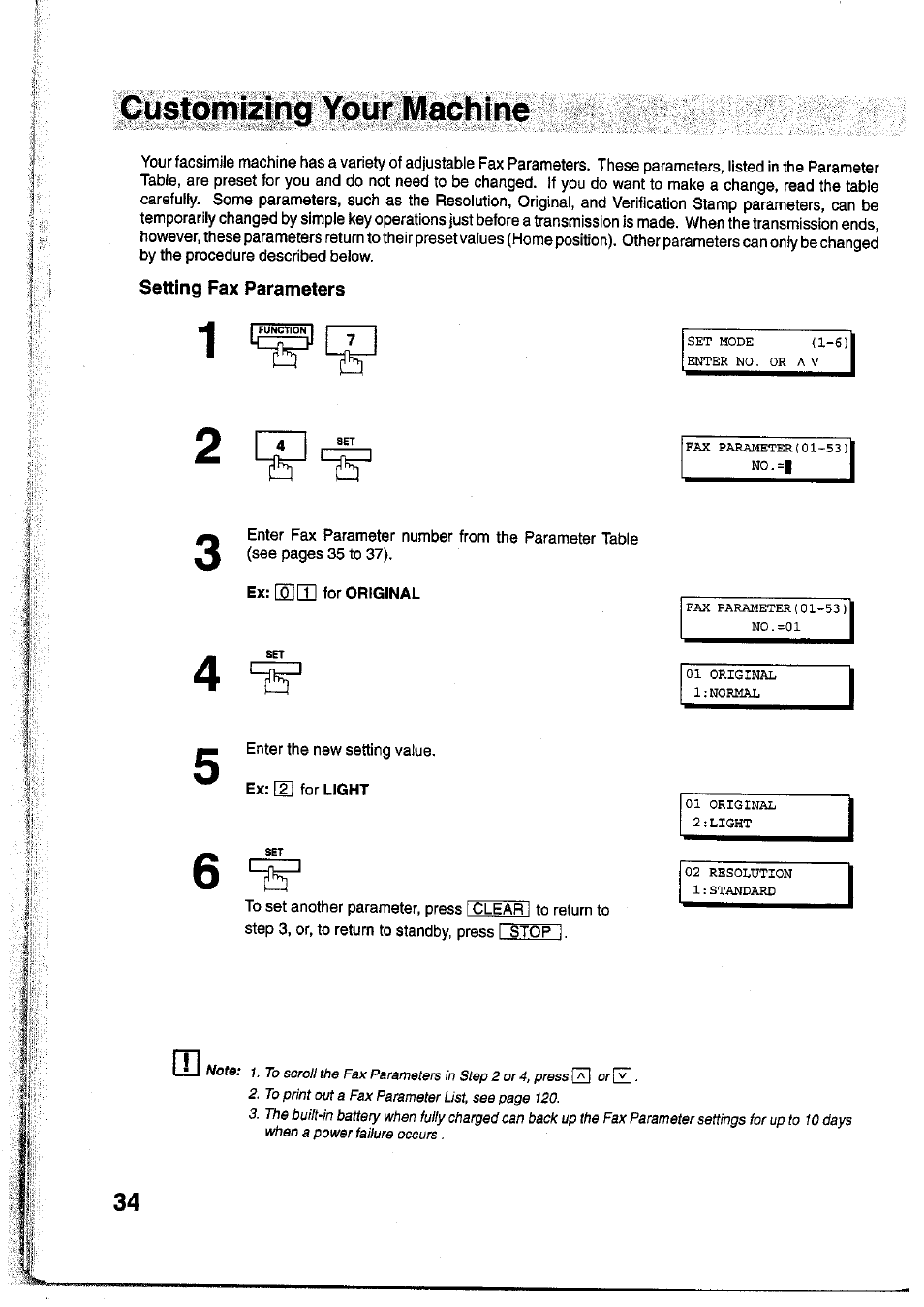 Setting fax parameters | Panasonic Panafax UF-755 User Manual | Page 36 / 148