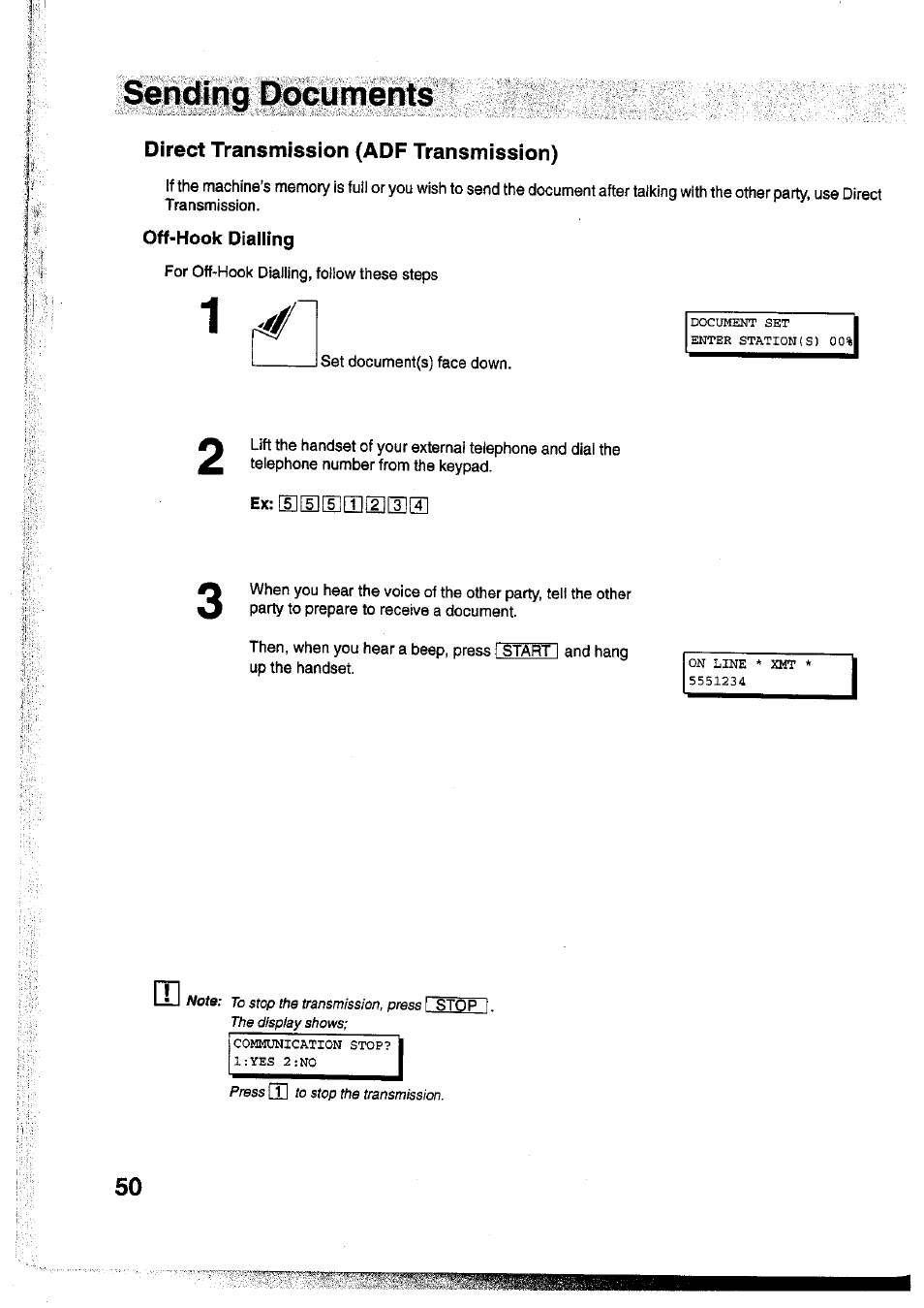 Off-hook dialling, Ii p | Panasonic Panafax UF-755 User Manual | Page 52 / 148