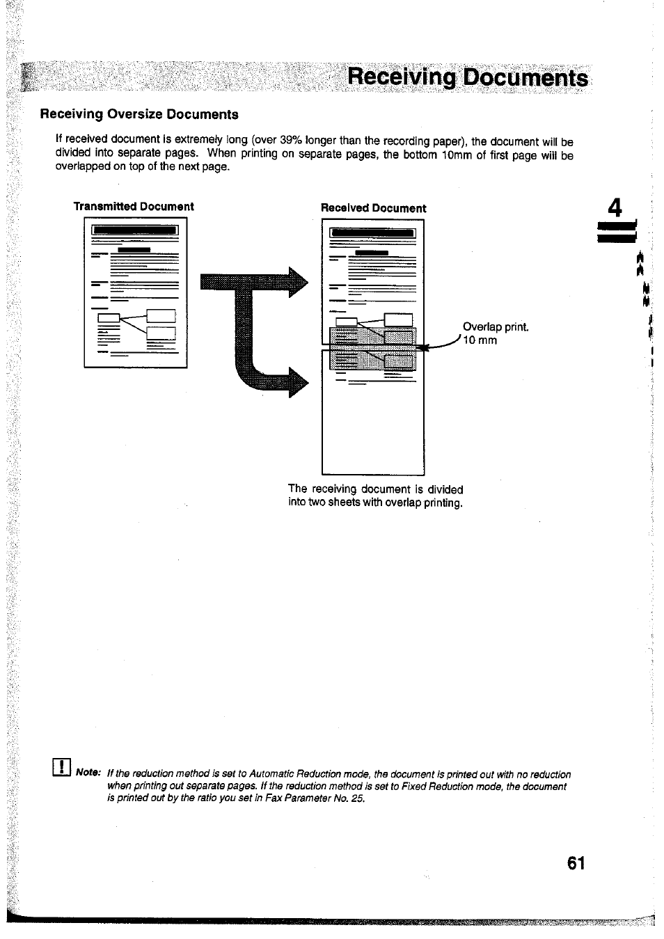 Receiving oversize documents, Receiving documents | Panasonic Panafax UF-755 User Manual | Page 63 / 148