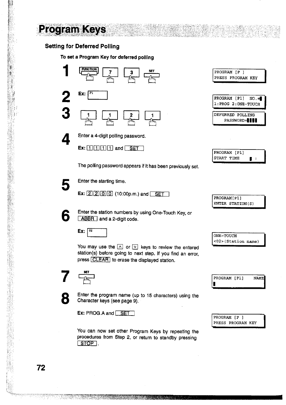 To set a program key for deferred polling | Panasonic Panafax UF-755 User Manual | Page 74 / 148