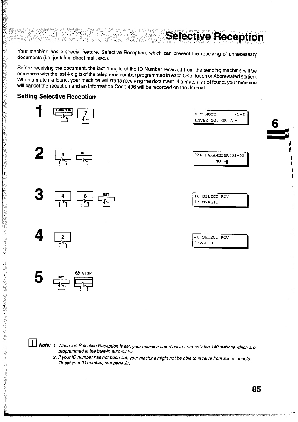 Selective receptibn | Panasonic Panafax UF-755 User Manual | Page 87 / 148