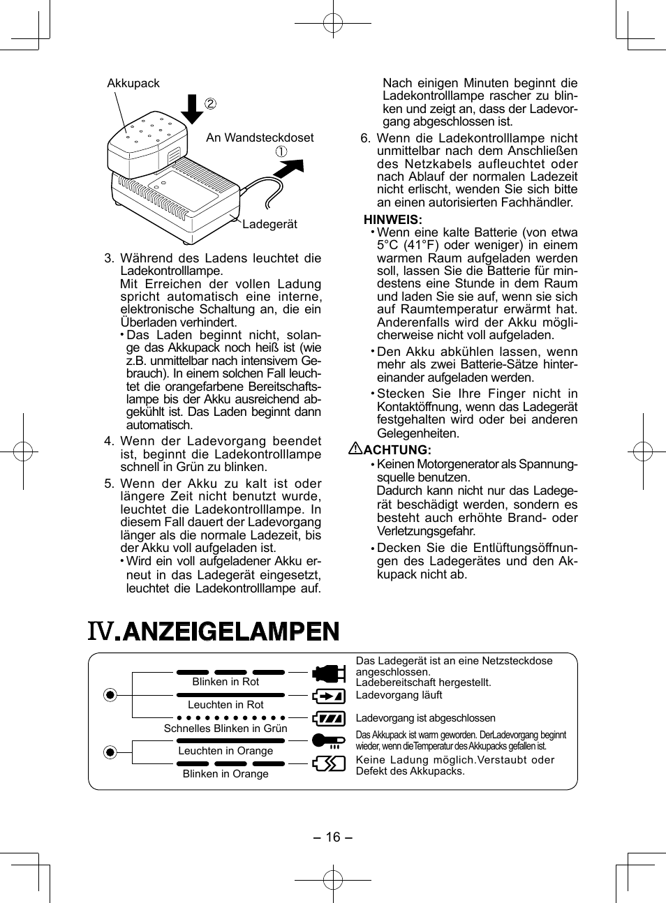 Anzeigelampen | Panasonic EY3544 User Manual | Page 16 / 80
