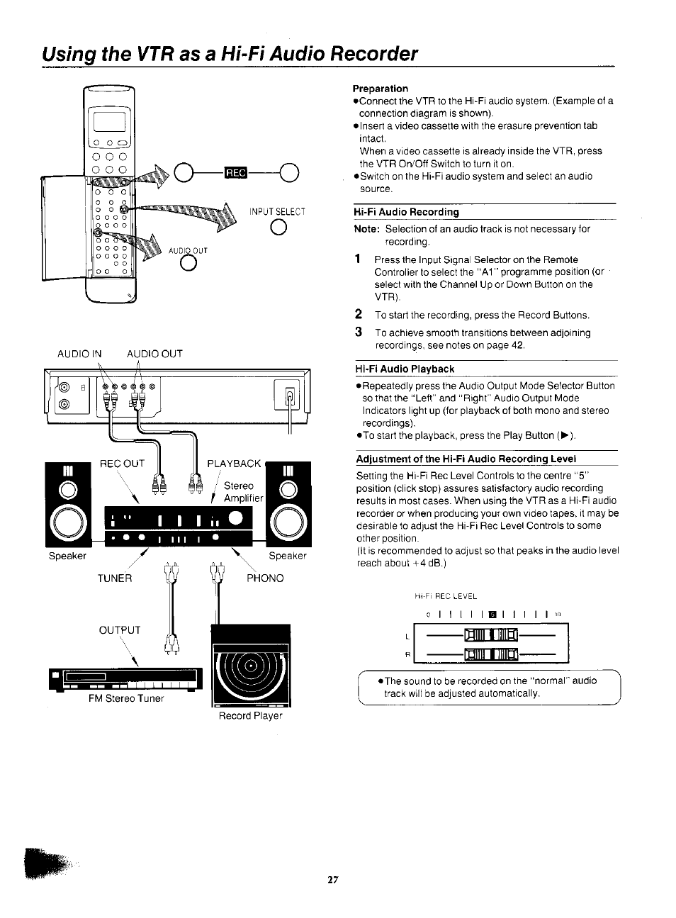 Using the vtr as a hi-fi audio recorder, Mini i'm | Panasonic NV-F55EA User Manual | Page 27 / 47