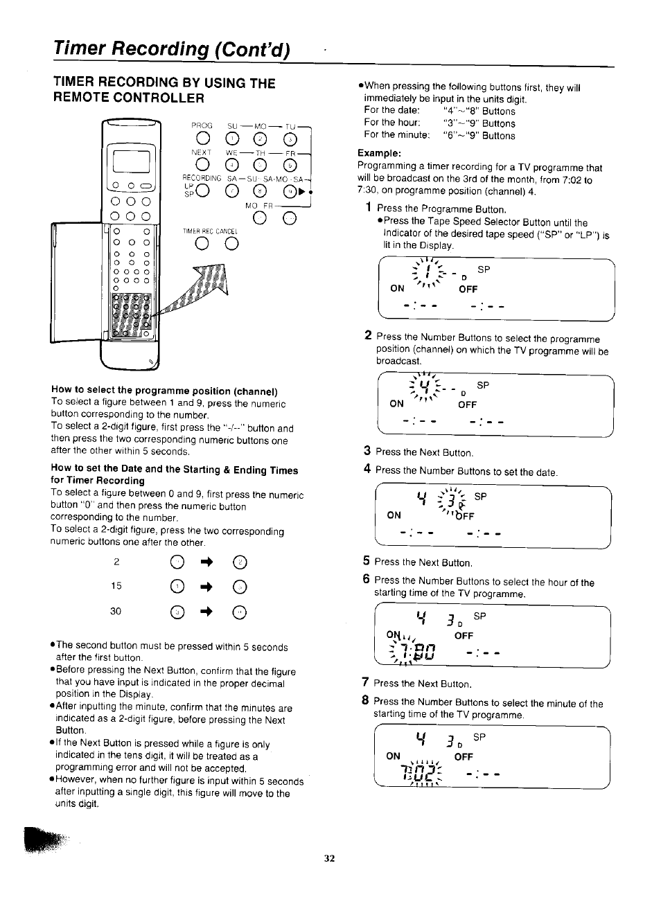 Timer recording (cont’d) | Panasonic NV-F55EA User Manual | Page 32 / 47