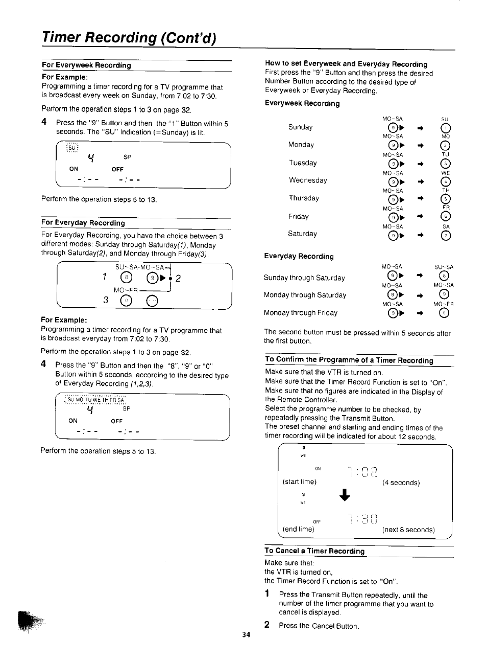 Timer recording (cont’d) | Panasonic NV-F55EA User Manual | Page 34 / 47