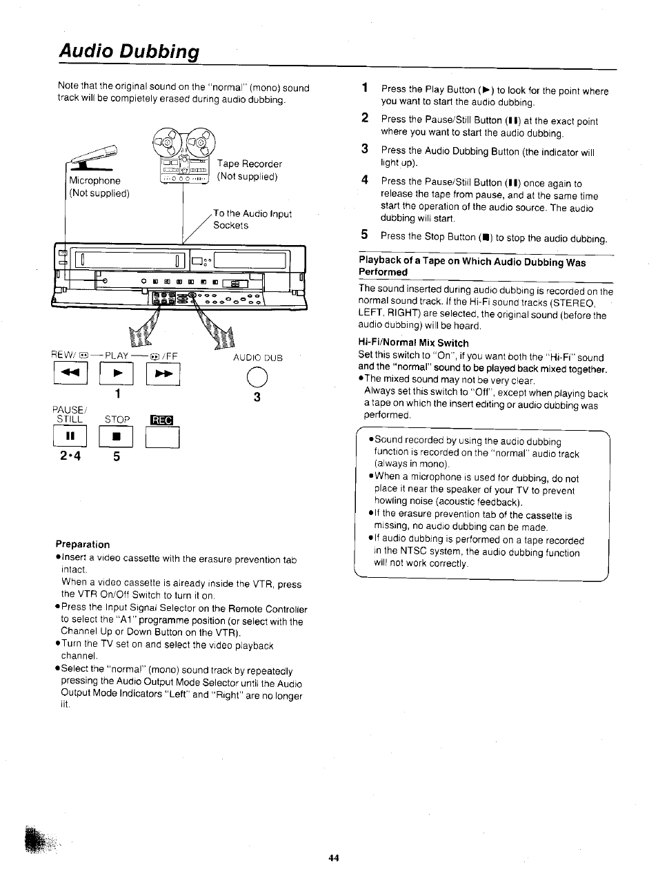 Audio dubbing | Panasonic NV-F55EA User Manual | Page 44 / 47