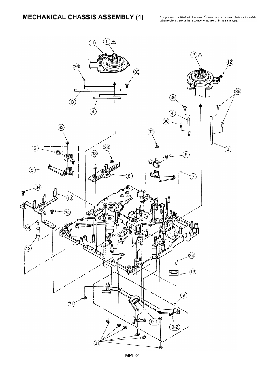 Mechanical chassis assembly (1) | Panasonic AJ-D255MC User Manual | Page 2 / 17