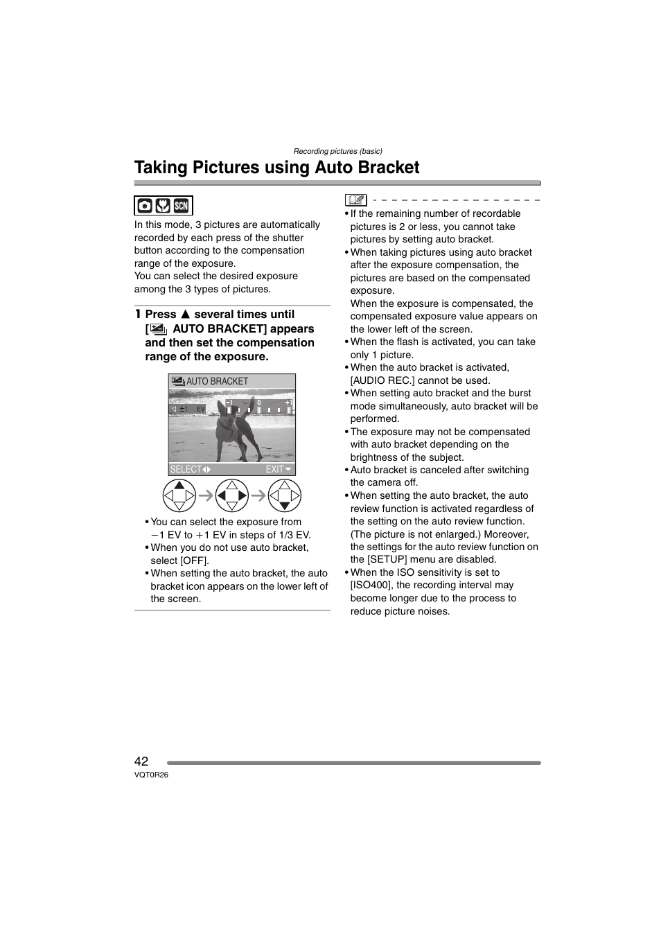 Taking pictures using auto bracket | Panasonic DMC-FX8PP User Manual | Page 42 / 116