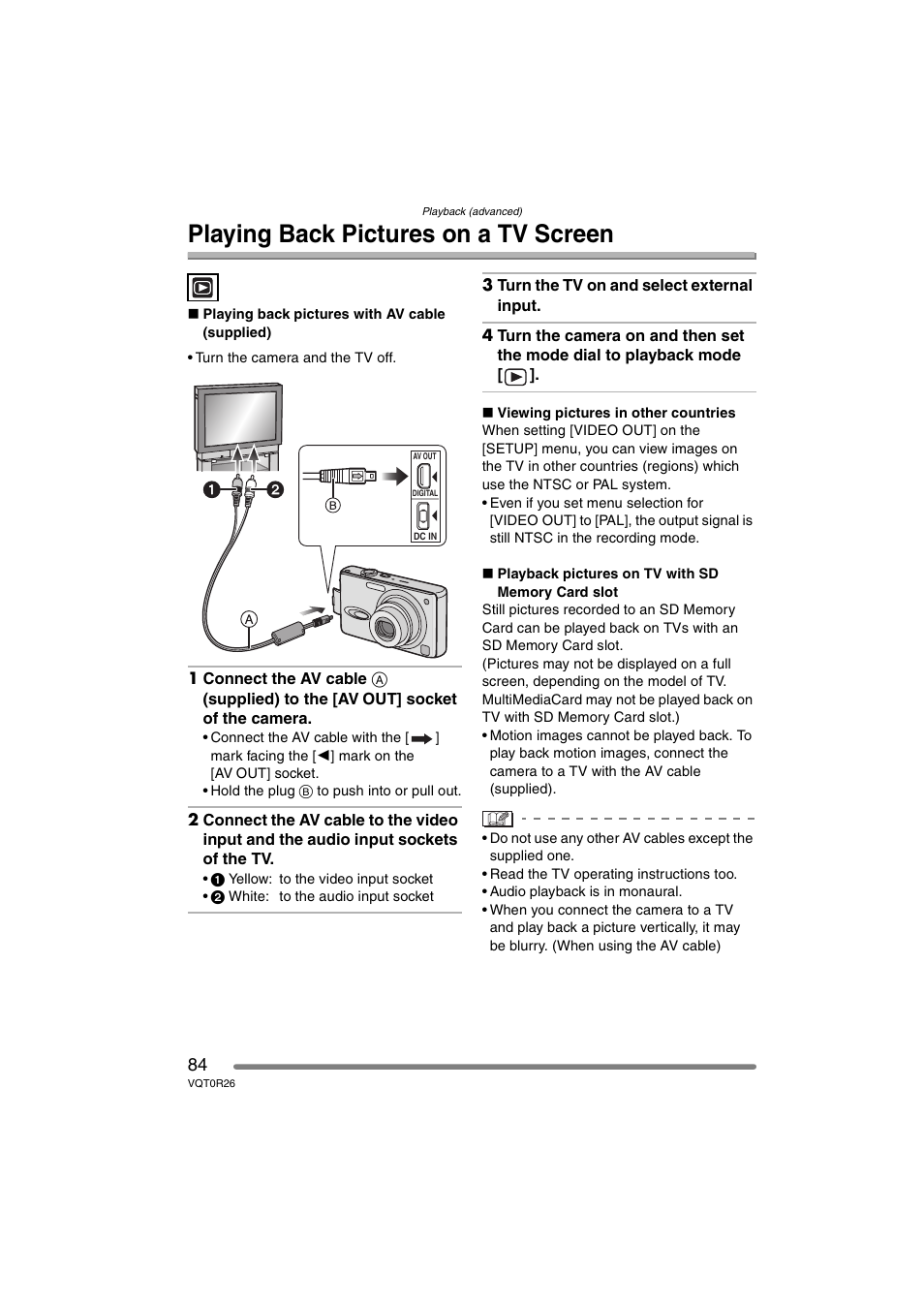 Playing back pictures on a tv screen | Panasonic DMC-FX8PP User Manual | Page 84 / 116