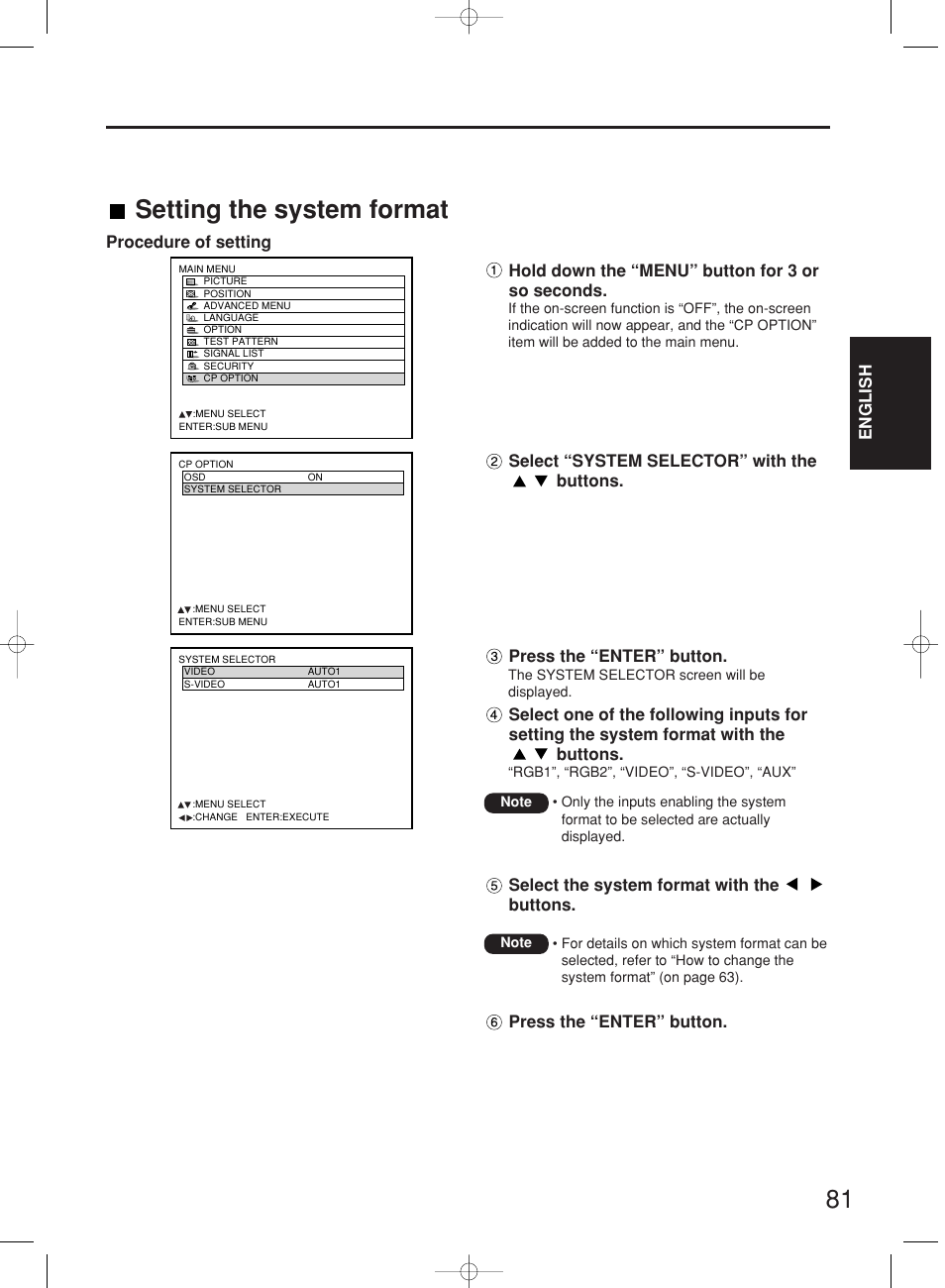 Setting the system format | Panasonic PT-DW7000E User Manual | Page 81 / 106