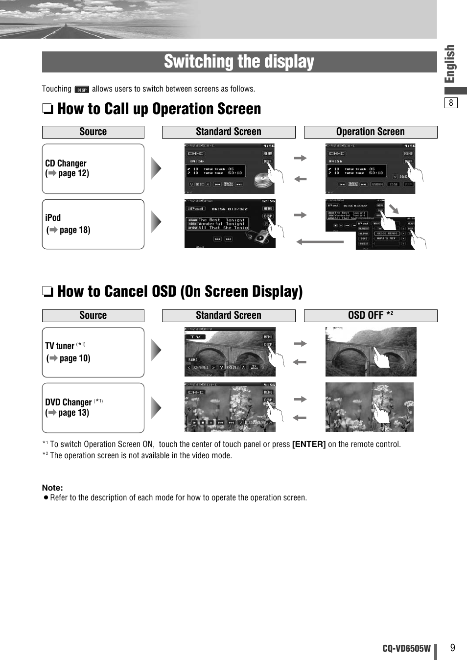 Switching the display, English | Panasonic CQ-VD6505W User Manual | Page 79 / 94
