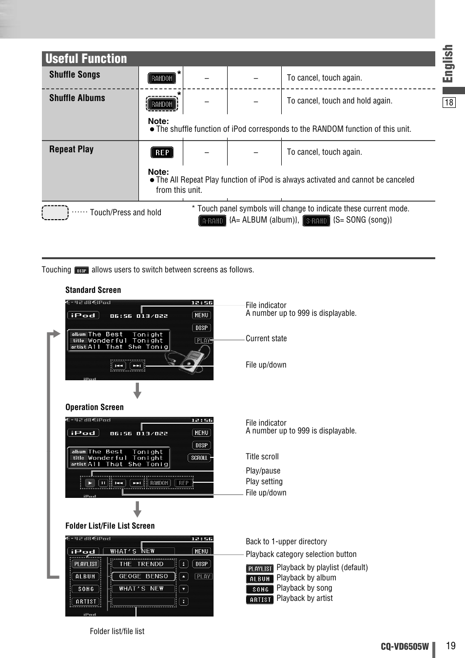English, Useful function | Panasonic CQ-VD6505W User Manual | Page 89 / 94