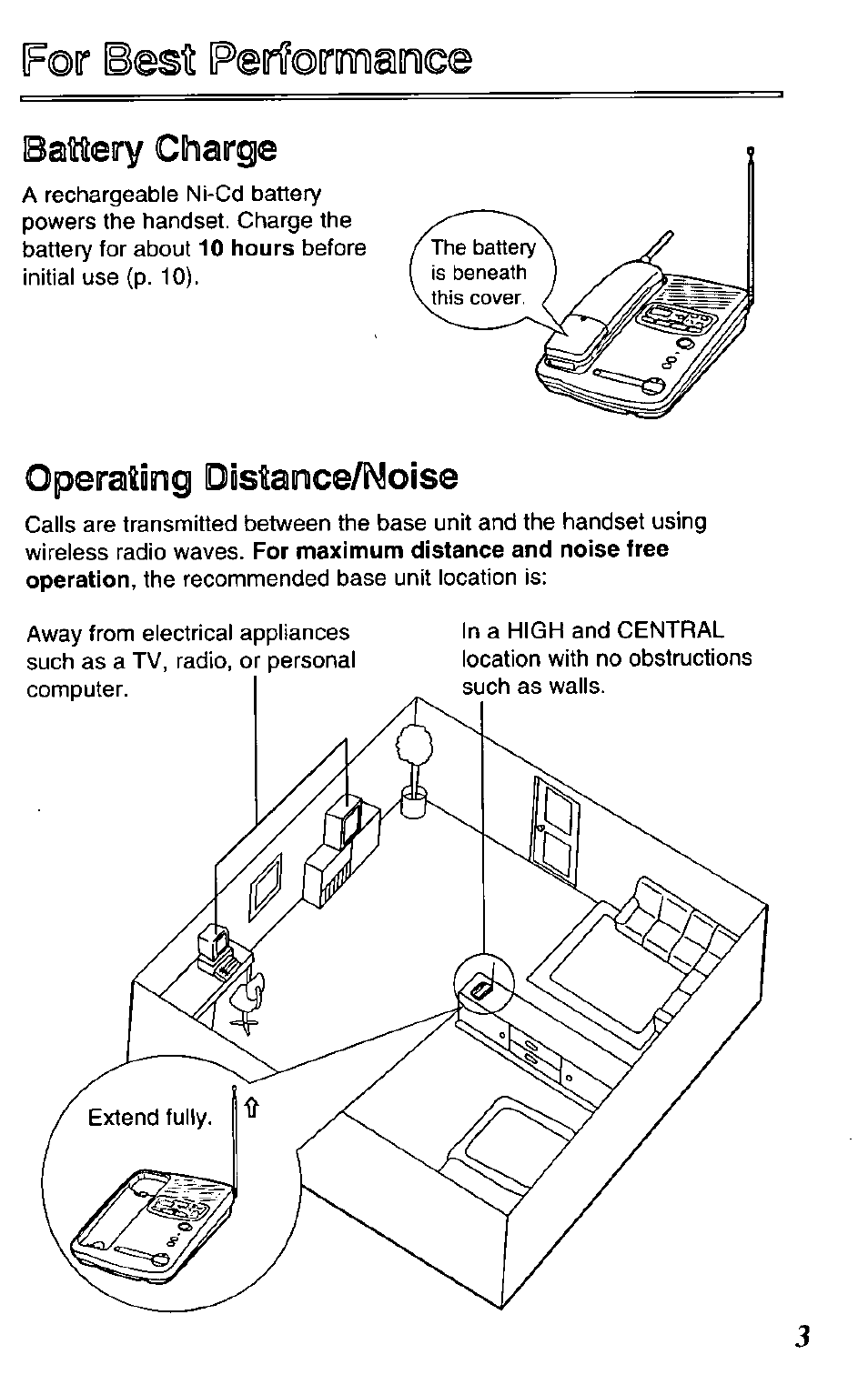 Operating distanice/noise | Panasonic SOUND CHARGER KX-TCM418-B User Manual | Page 3 / 56