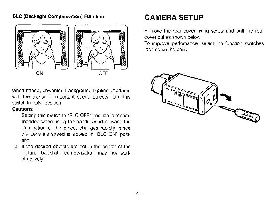 Camera setup | Panasonic WV-CP120 User Manual | Page 9 / 23