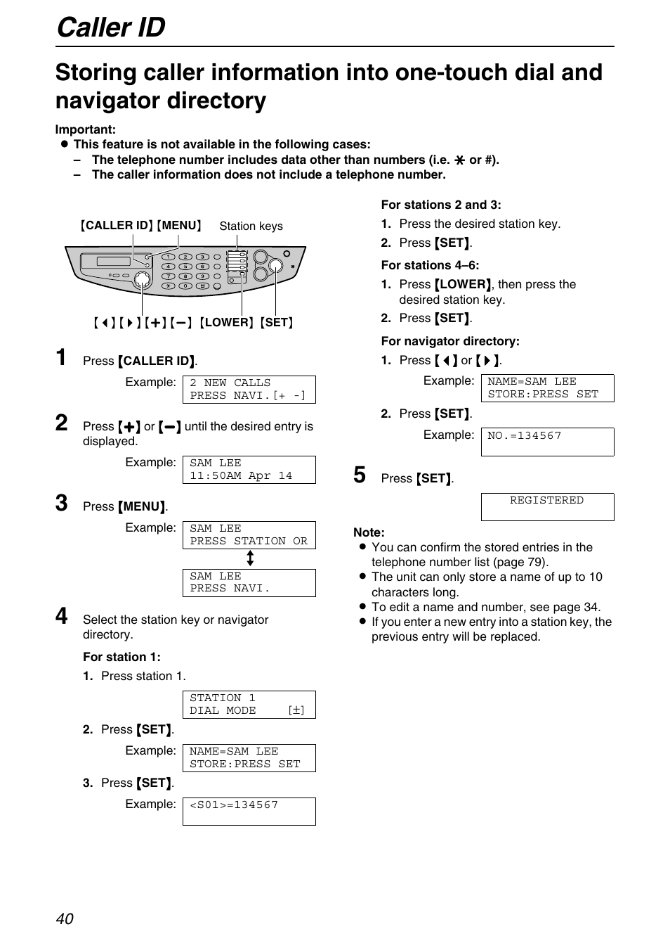 Caller id | Panasonic KX-FB421 User Manual | Page 40 / 92
