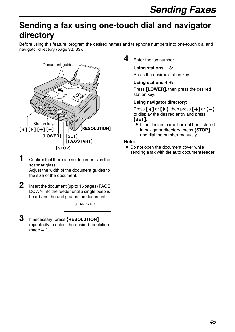 Sending faxes | Panasonic KX-FB421 User Manual | Page 45 / 92