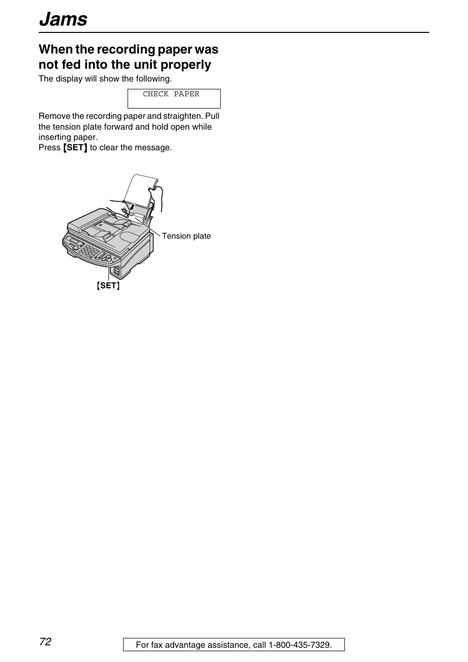 Jams | Panasonic KX-FB421 User Manual | Page 72 / 92