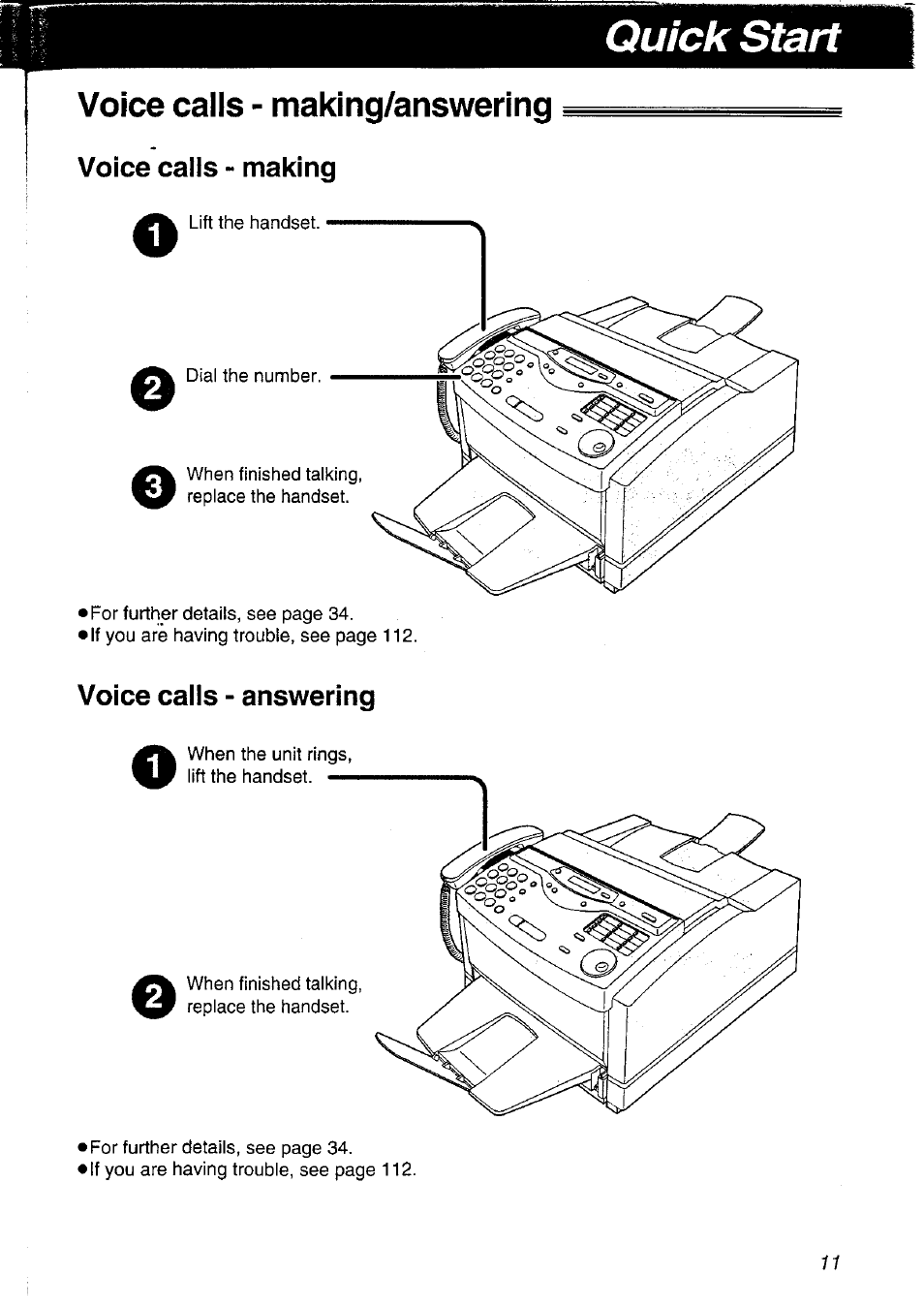 Voice calls - making/answering, Voice calls - making, Voice calls - answering | Panasonic KXFLM600NZ User Manual | Page 11 / 139
