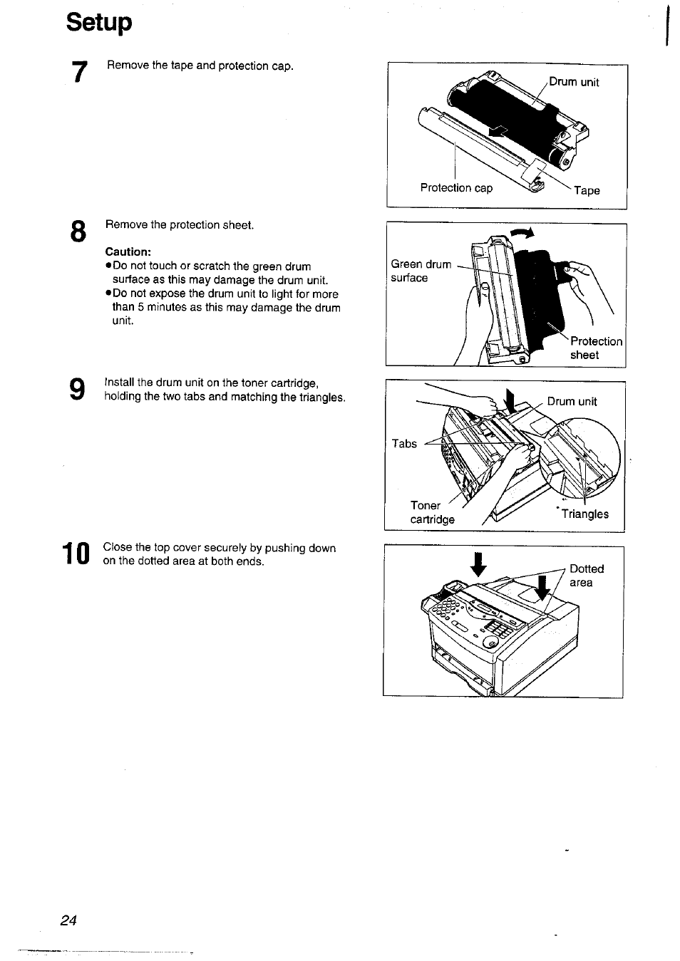 Caution, Setup | Panasonic KXFLM600NZ User Manual | Page 24 / 139