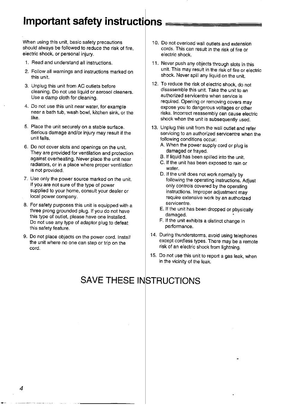 Important safety instructions, Save these instructions | Panasonic KXFLM600NZ User Manual | Page 4 / 139