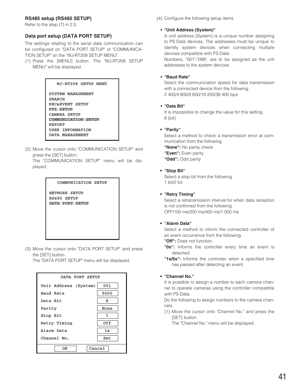 Panasonic WJ-RT208 User Manual | Page 41 / 62