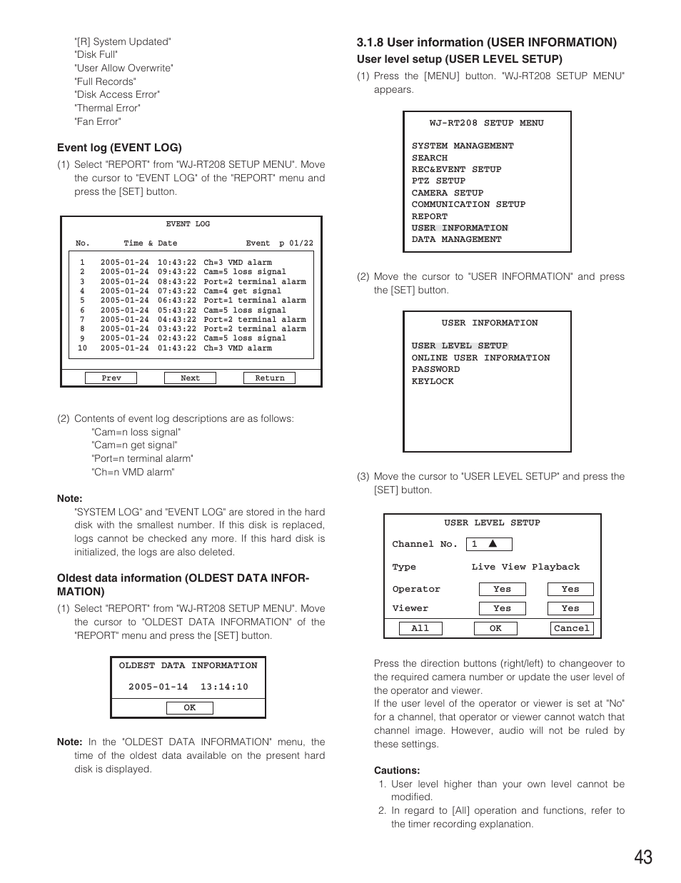 Panasonic WJ-RT208 User Manual | Page 43 / 62