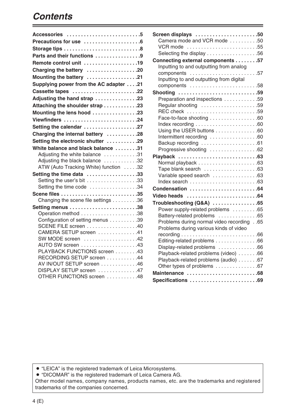 Panasonic AG-DVX100A User Manual | Page 4 / 72