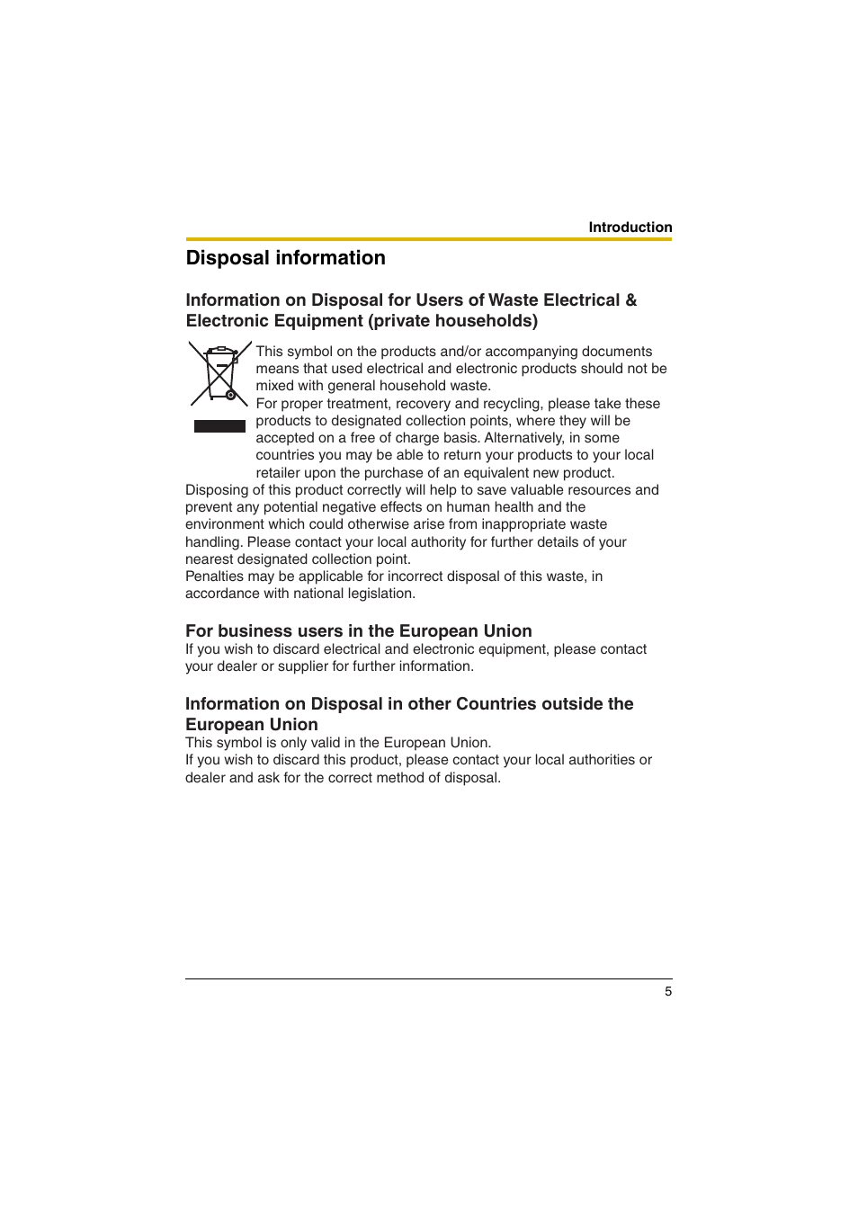 Disposal information | Panasonic BL-PA100KT User Manual | Page 5 / 20