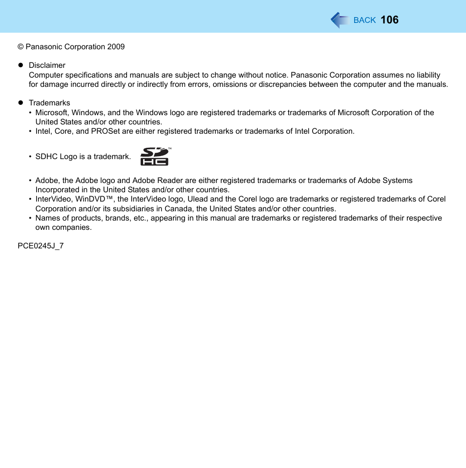 Panasonic CF-52 Series User Manual | Page 106 / 106