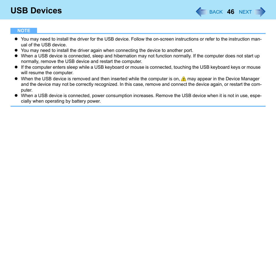 Usb devices | Panasonic CF-52 Series User Manual | Page 46 / 106