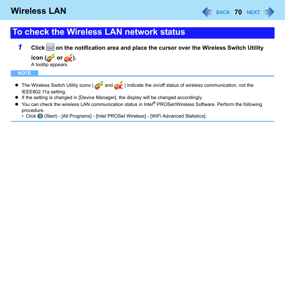 Wireless lan | Panasonic CF-52 Series User Manual | Page 70 / 106