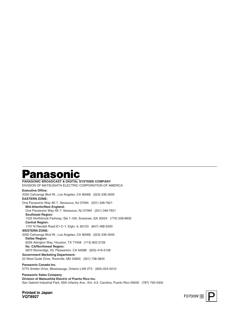 Panasonic AJ-HDC20A P User Manual | Page 116 / 116