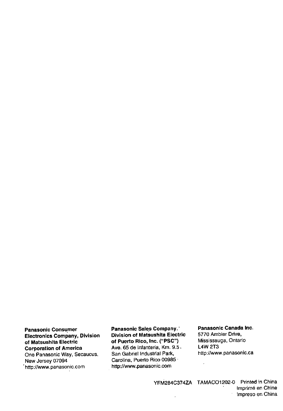 Panasonic Removable Front Panel MP3 WMA CD Player/Receiver with CD Changer Control CQ-DP383U User Manual | Page 124 / 124