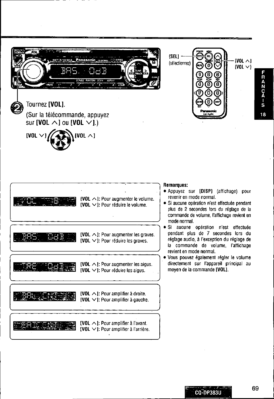 Tournez [vol | Panasonic Removable Front Panel MP3 WMA CD Player/Receiver with CD Changer Control CQ-DP383U User Manual | Page 69 / 124