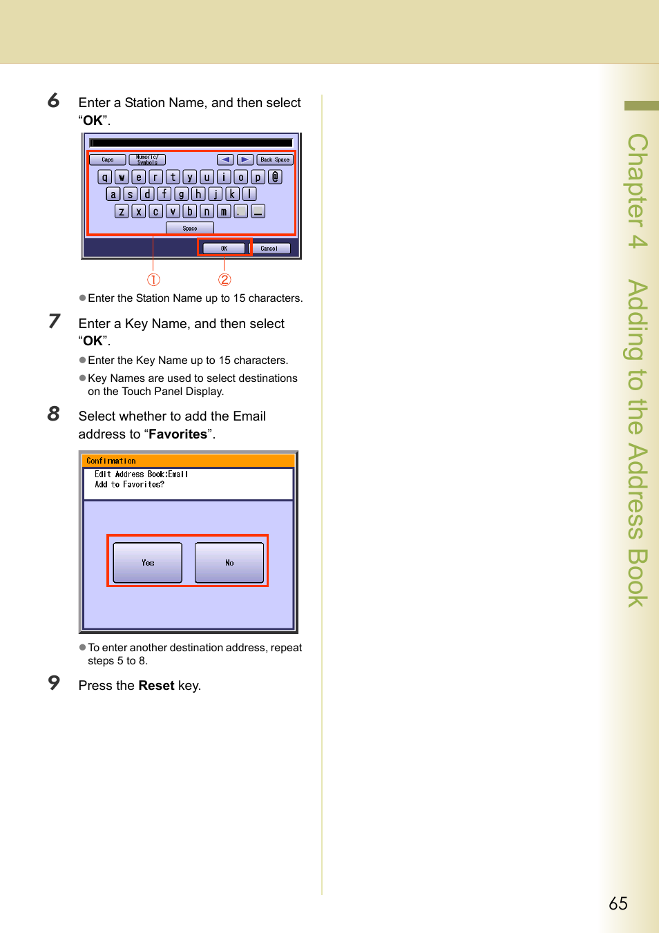 Chapter 4 addi ng to the address book | Panasonic DP-C306 User Manual | Page 65 / 74