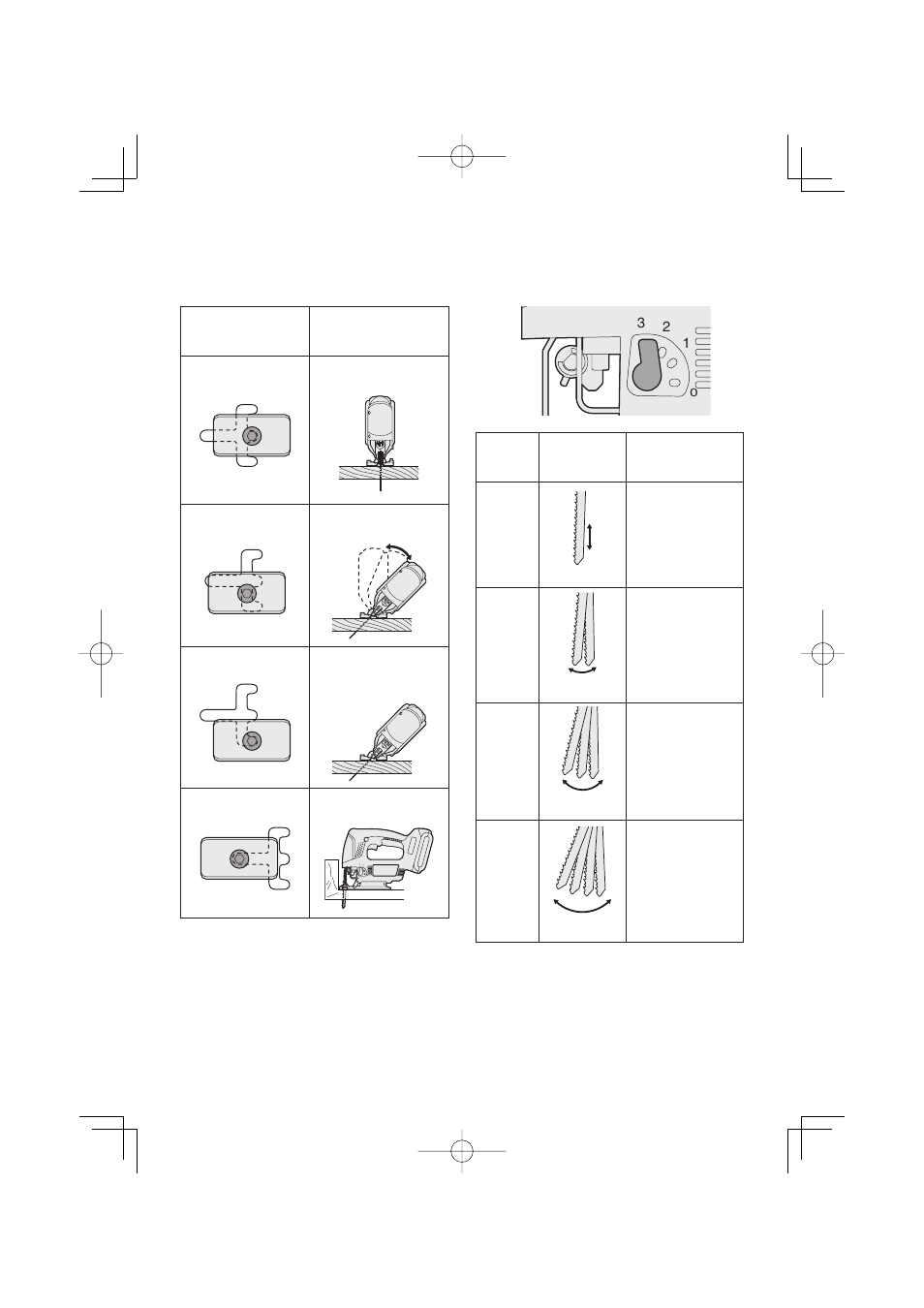 Ajuste del modo de recorrido orbital, Posición de la base y propósito de uso | Panasonic EY4541 User Manual | Page 46 / 60