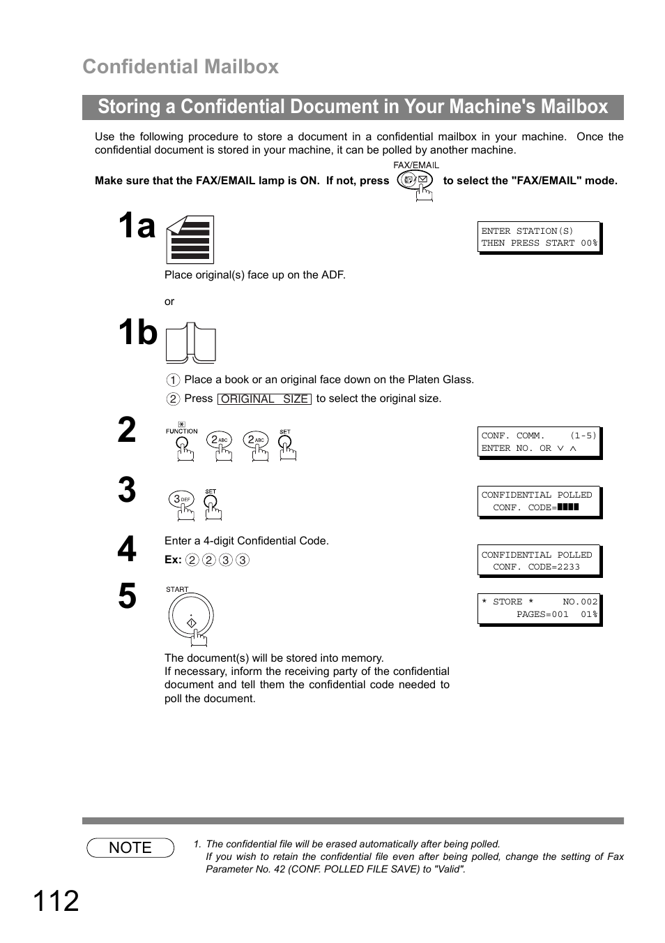 Confidential mailbox | Panasonic DIGITAL IMAGING SYSTEM DP-1810F User Manual | Page 112 / 155