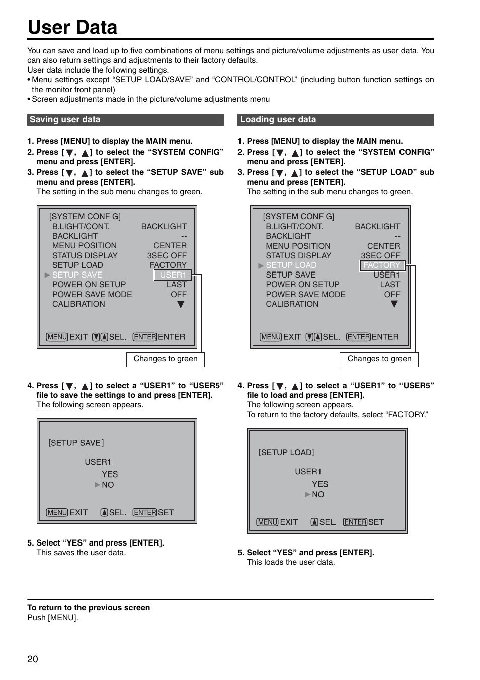 User data | Panasonic BT-LH2550P User Manual | Page 20 / 56